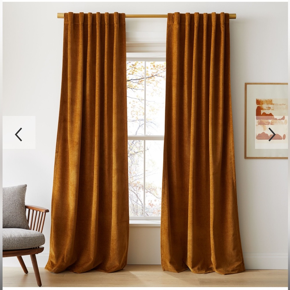 West Elm Worn Velvet Curtains in Golden Oak